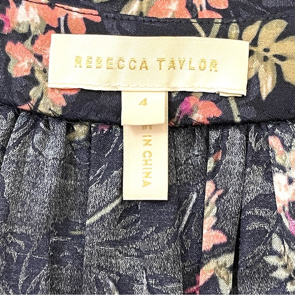 Rebecca Taylor Ivie Silk Fleur Sprig Floral Print Jacquard Top Size 4 - Picture 10 of 13